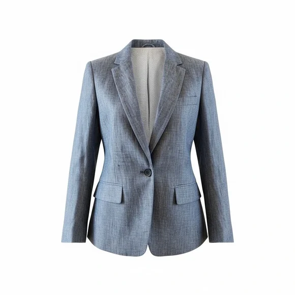 Zara blazer women Size Medium - Excellent Condition- Blue And White Linen - Picture 2 of 9